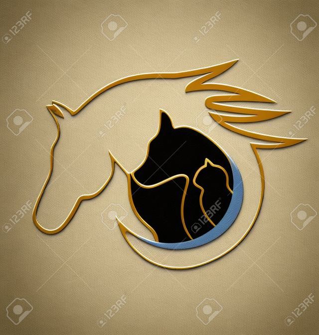Ló a kutya és macska igazolvány üzleti stilizált logo