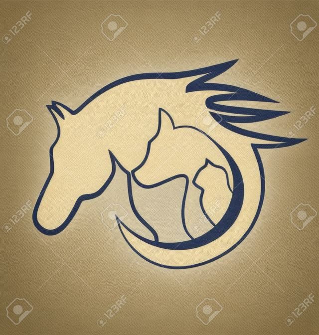 Horse cat and dog identity card business stylized design logo