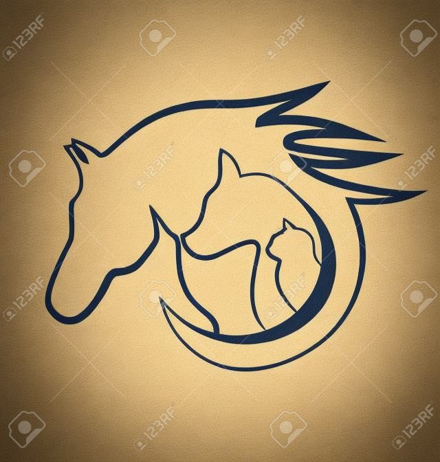 Horse cat and dog identity card business stylized design logo