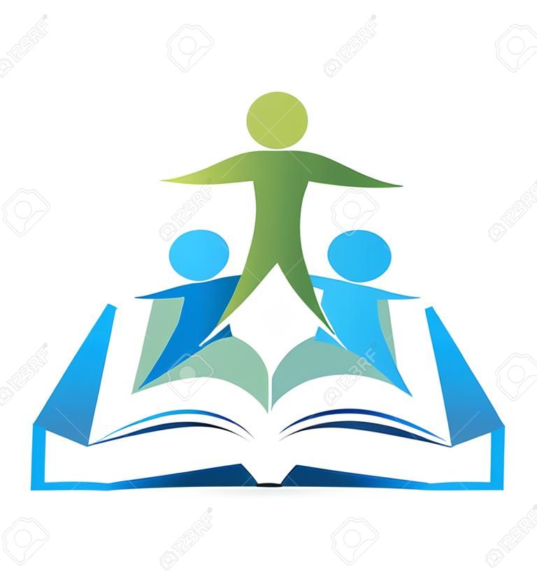 Logotipo de educação de livros e amigos