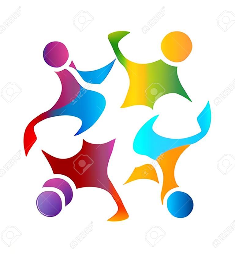 Teamwork business gelukkig mensen pictogram web kunnen kinderen of werknemers in een succes business logo template