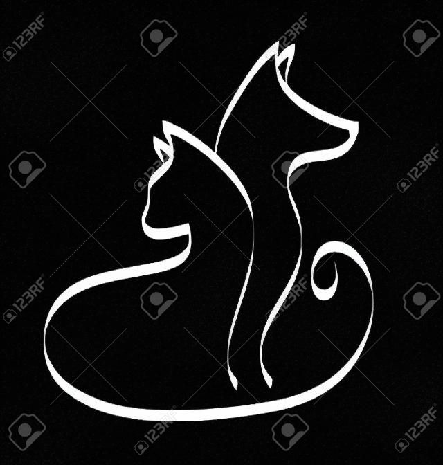 Chien et chat silhouette logo
