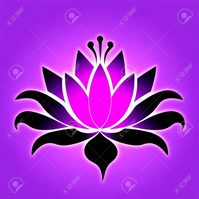 Diseño de vector del icono de la flor de loto púrpura