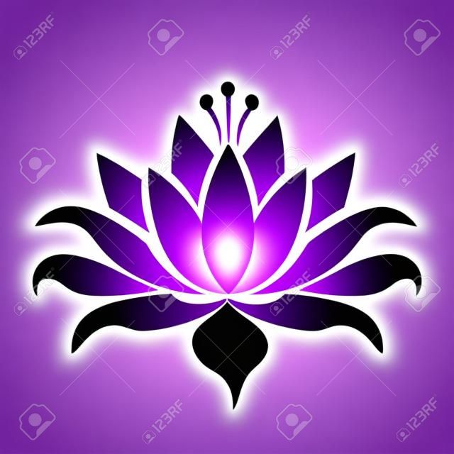 Diseño de vector del icono de la flor de loto púrpura