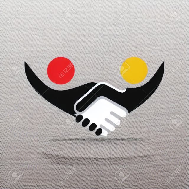 Iş vektör simgesi logosu tasarımında Handshake insanlar