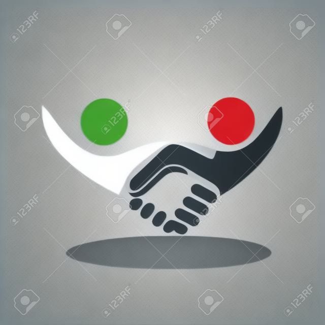 Handshake people in business vector icon logo design