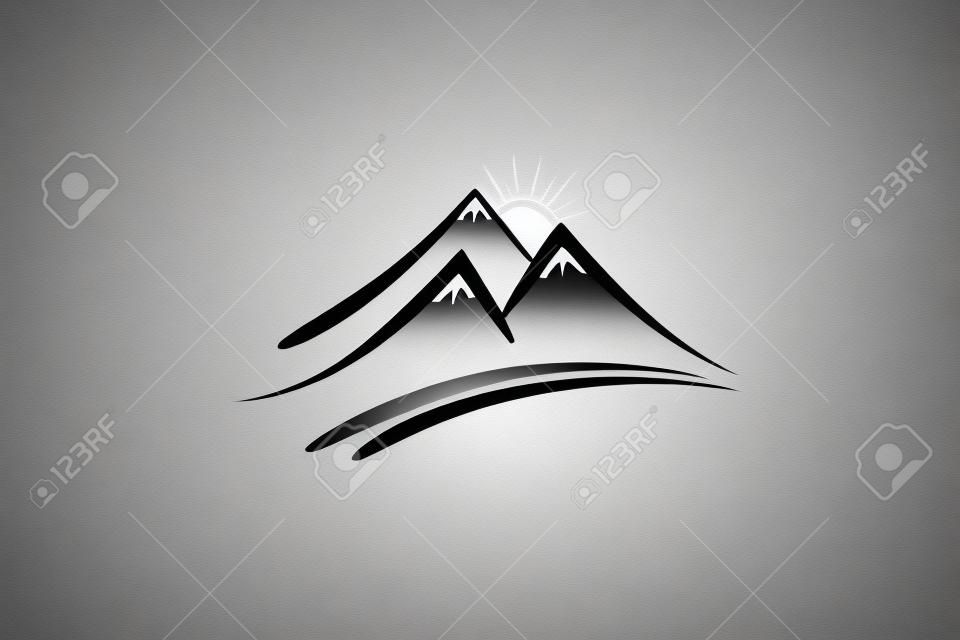 Mountains logo vector emblem portrait image