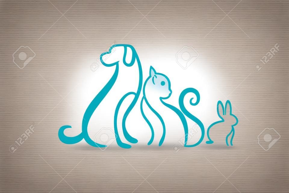 로고 개, 고양이 및 토끼 id 카드 아이콘 벡터