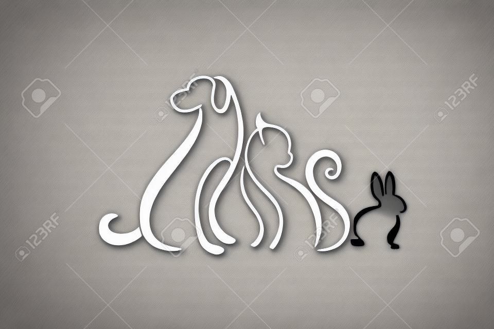 Vecteur d'icône de carte d'identité de chien, chat et lapin logo