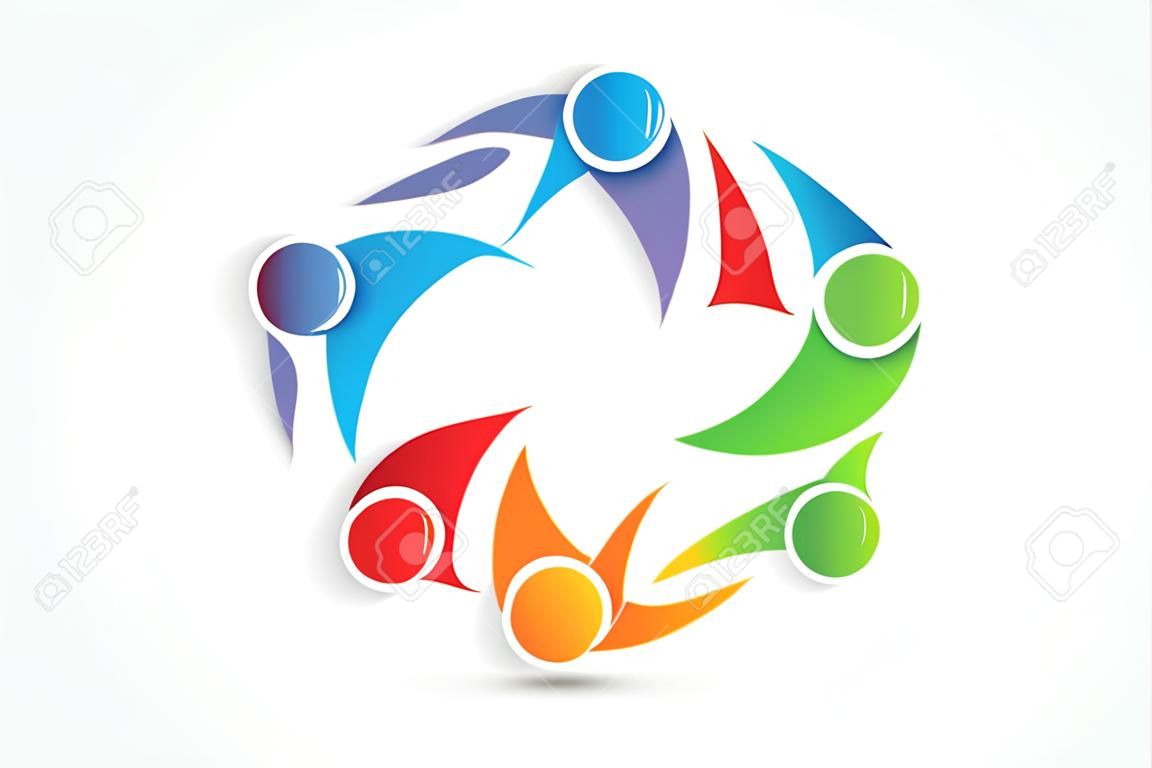 Logo teamwork mensen in een knuffel pictogram vector afbeelding sjabloon