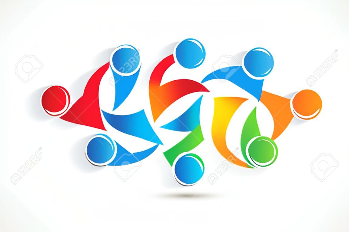 Logo teamwork mensen in een knuffel pictogram vector afbeelding sjabloon