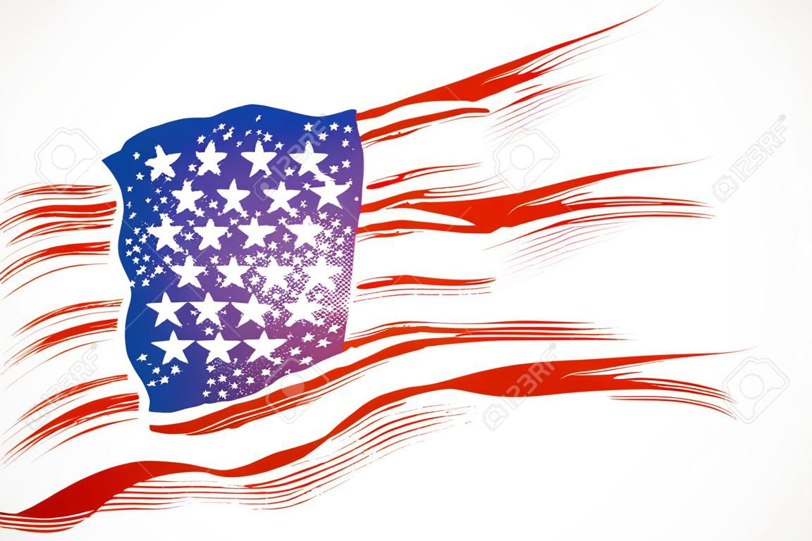 Vintage american us flag grunge vector image