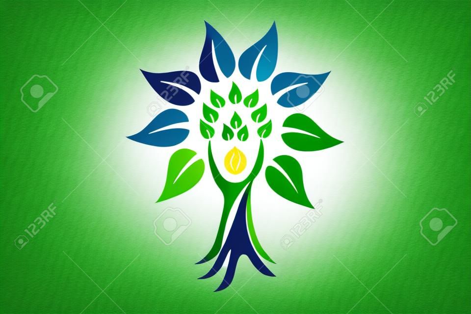 Logo drzewo ludzie ekologia element dla własnego projektu ikona wektor logotyp symbol szablon obrazu