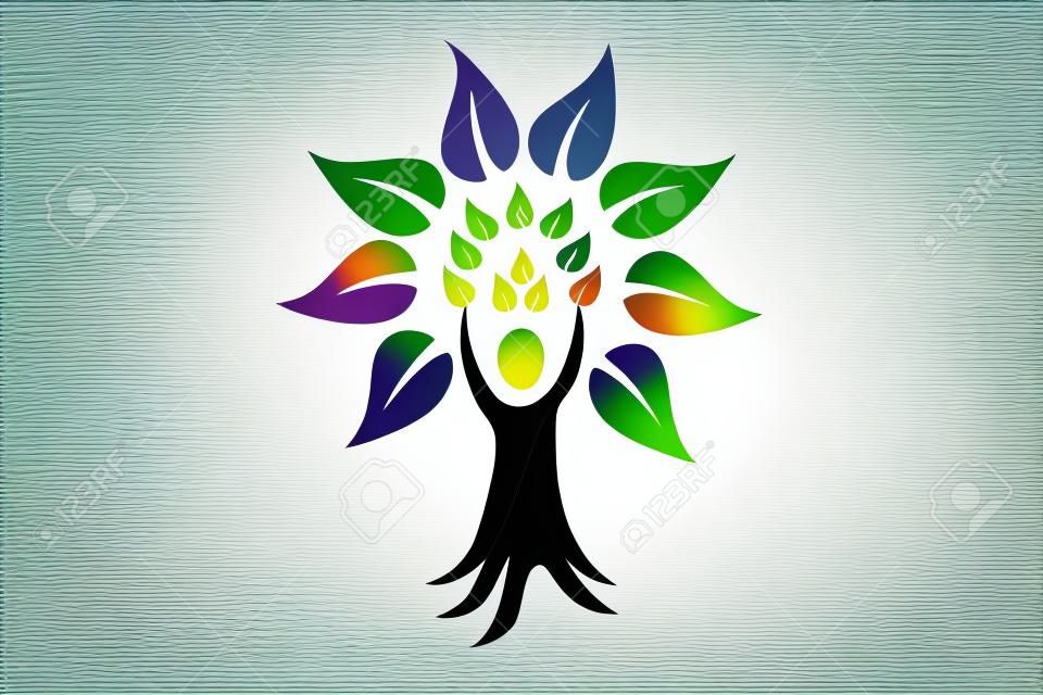 Logo drzewo ludzie ekologia element dla własnego projektu ikona wektor logotyp symbol szablon obrazu