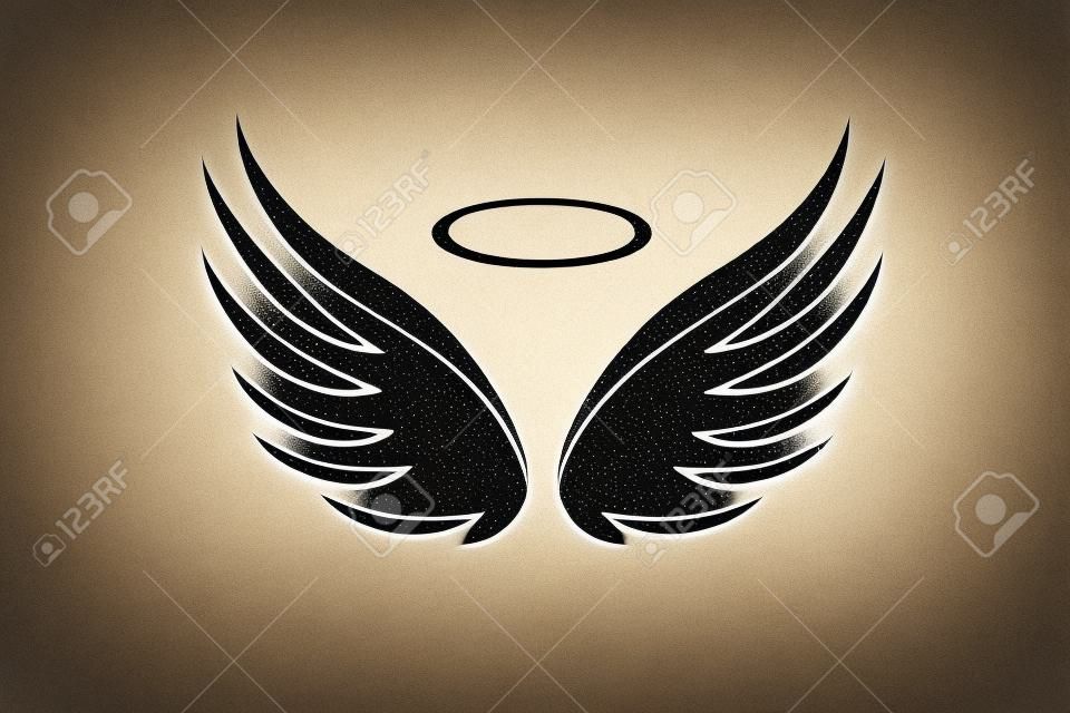 Alas de ángel símbolo de fe religión cristianismo católico pueblo cree en dios icono imagen vectorial