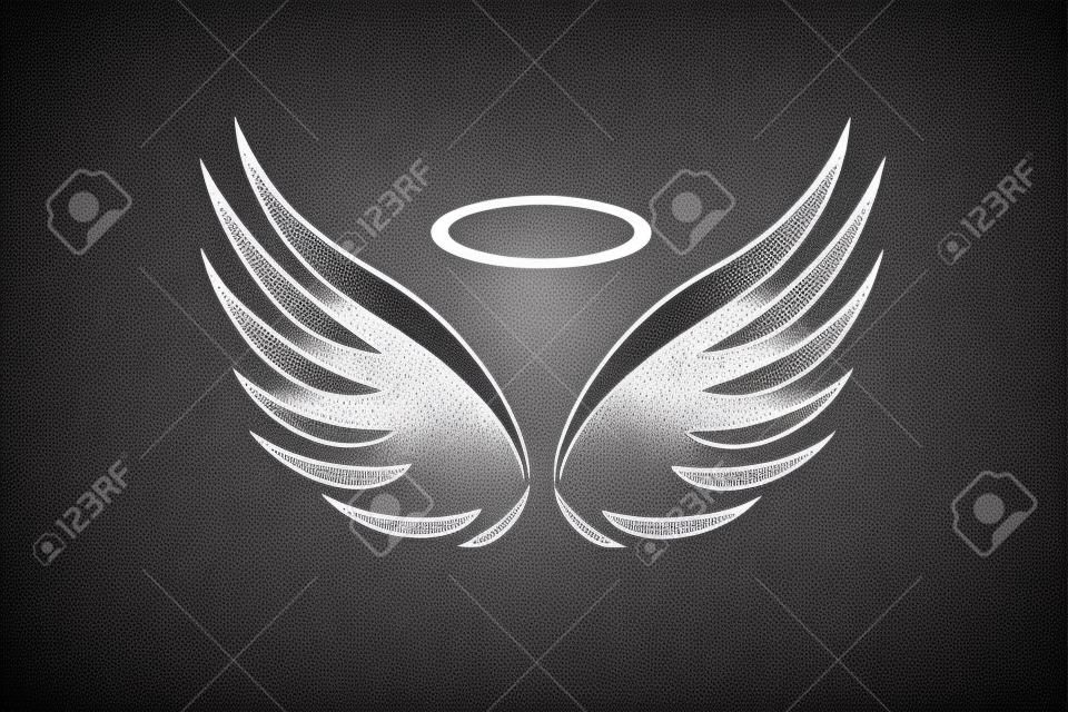 Alas de ángel símbolo de fe religión cristianismo católico pueblo cree en dios icono imagen vectorial