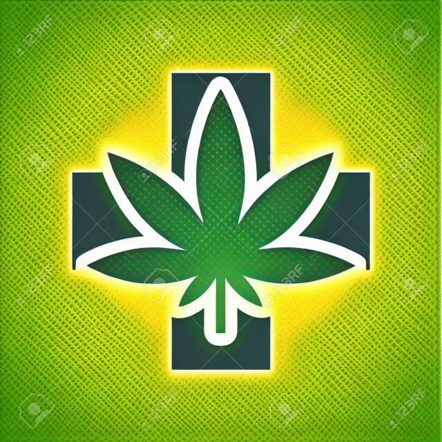icono de la marihuana medicinal plana