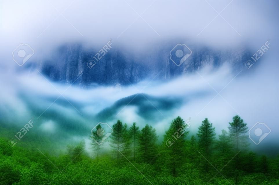 Mountains scenery in the mist