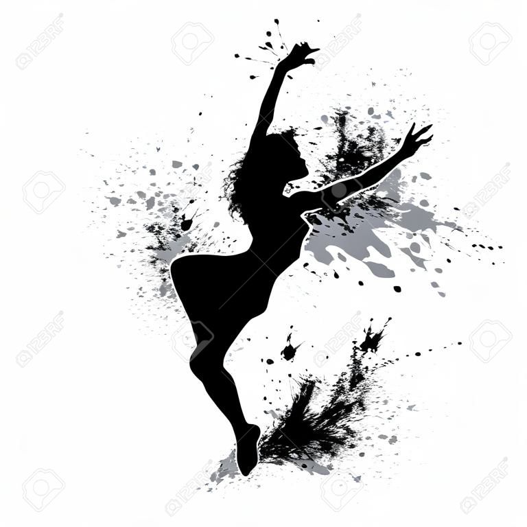 danseuse peinture en couleur noire silhouette isolé blanc