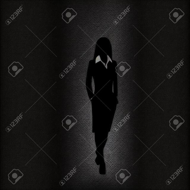 vettore donna d'affari silhouette nera a piedi passo avanti