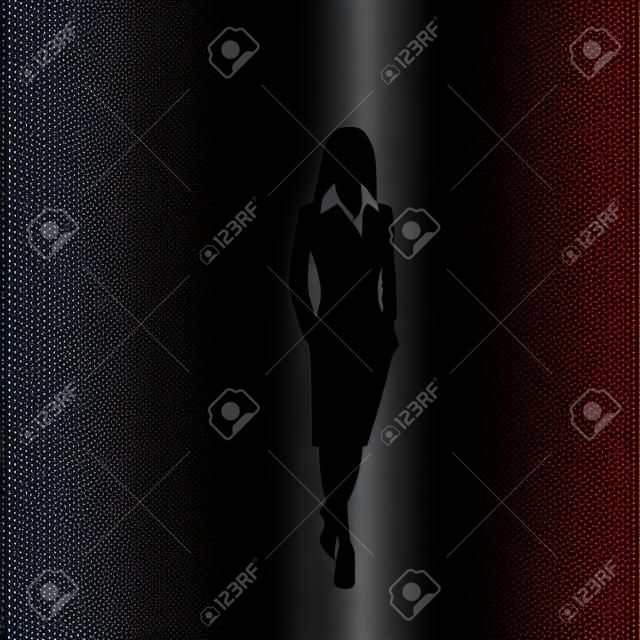 vettore donna d'affari silhouette nera a piedi passo avanti