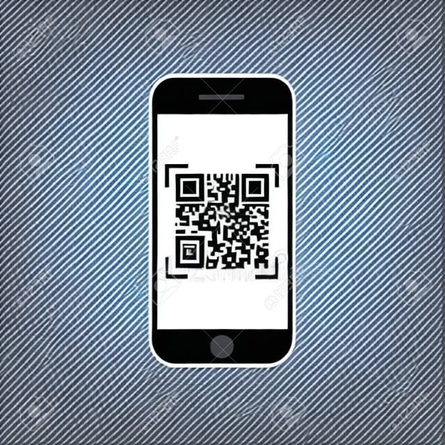 Smart Phone Scanning Qr Code Icon Barcode Scan With Telephone Vector Illustration