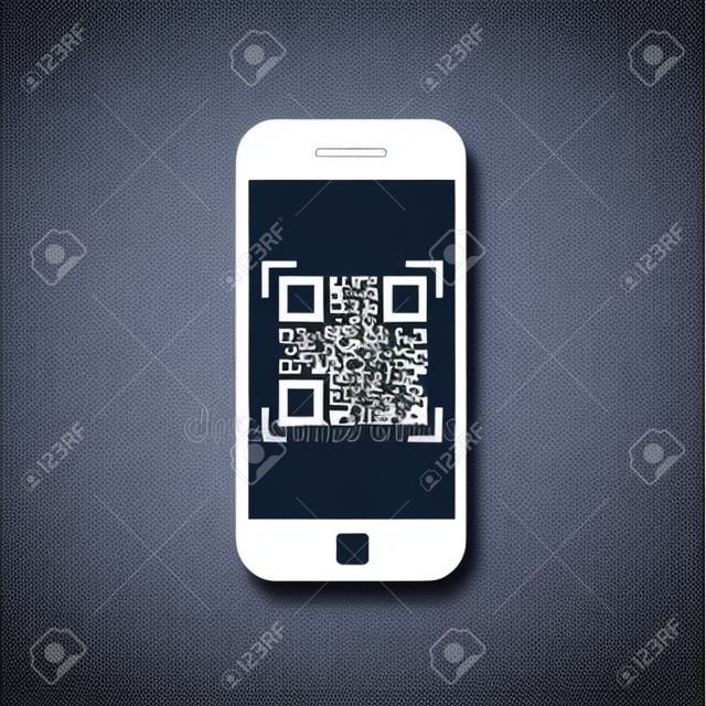 Smart Phone Scanning Qr Code Icon Barcode Scan With Telephone Vector Illustration