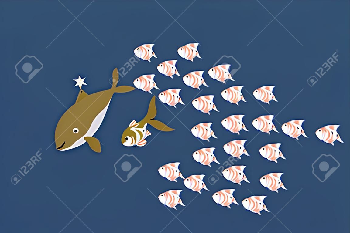 piccoli pesci mangiano Big fish