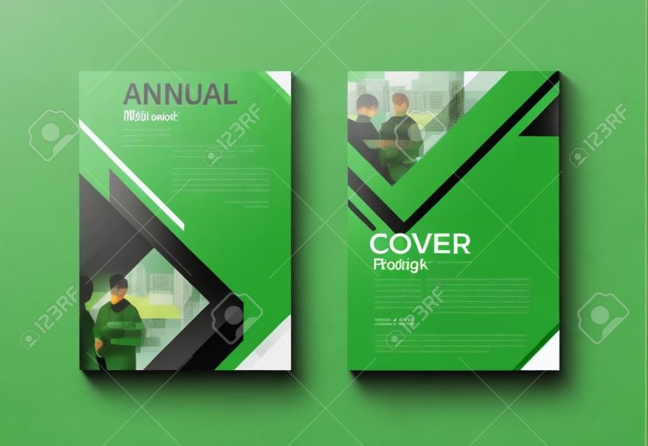 綠色封面設計現代書封面摘要手冊封面模板，年度報告，雜誌和傳單佈局矢量a4