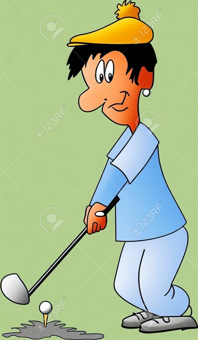golfer in cartoon stijl