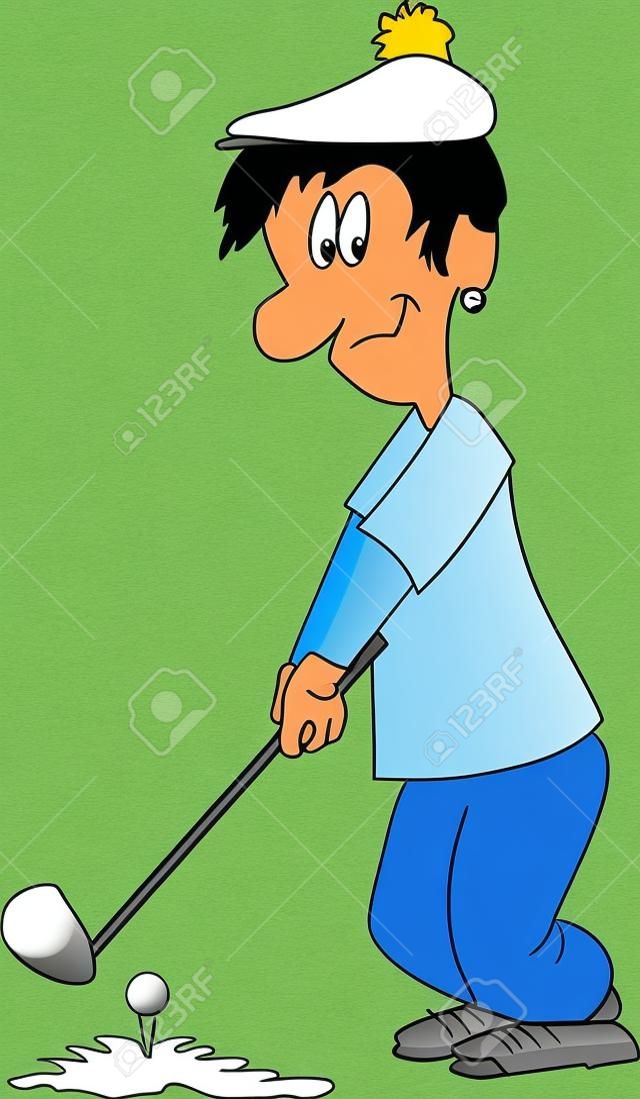golfer in cartoon style