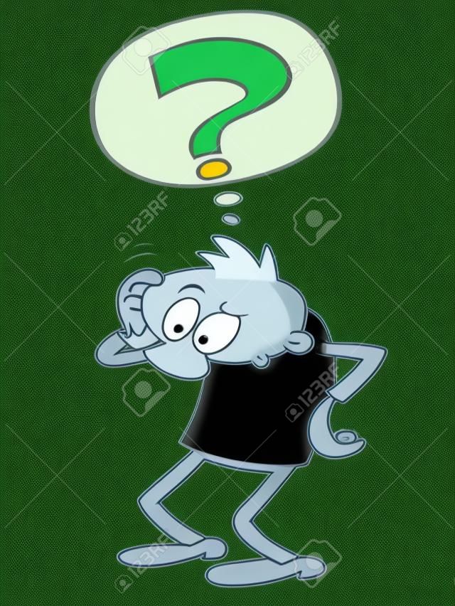 Confused cartoon guy scratching his head