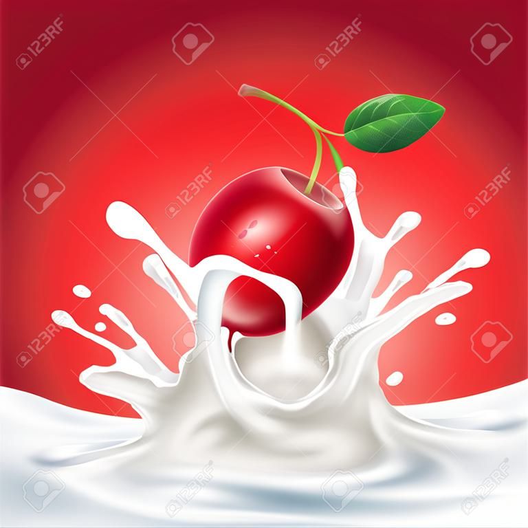 Milch, Soja-Joghurt spritzt Vektor-Konzept