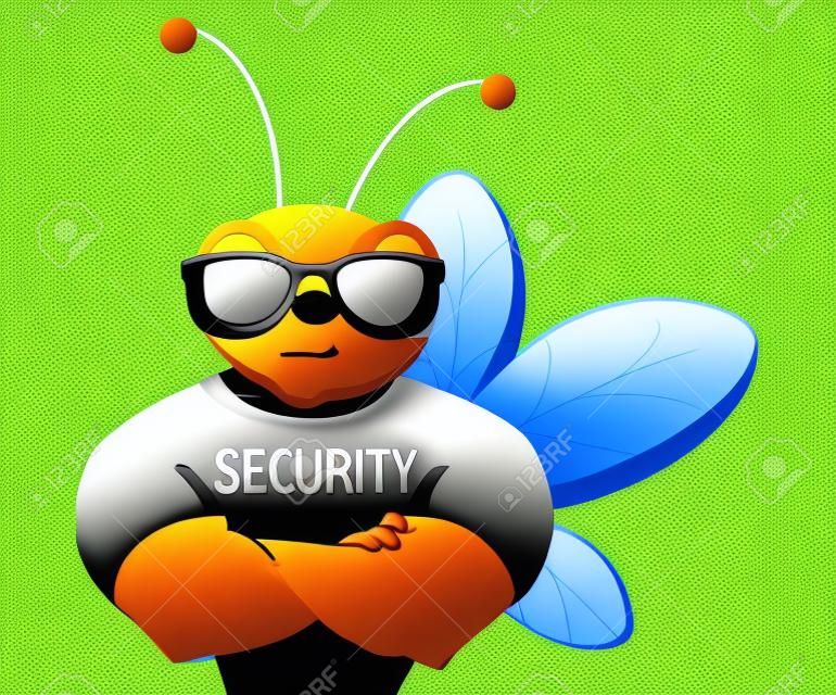 Illustration of cartoon security bee