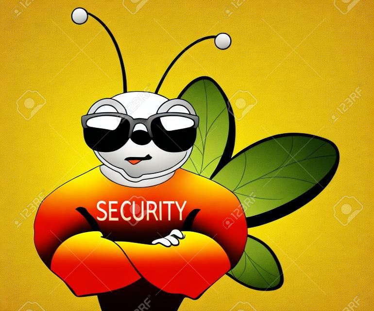 Illustration of cartoon security bee