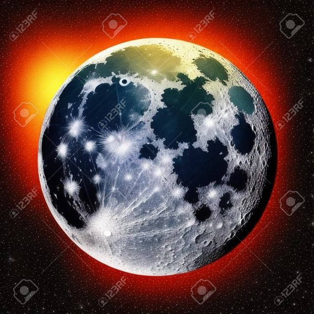 Luna llena realista. Diseño de planetas de astrología o astronomía. Vector.