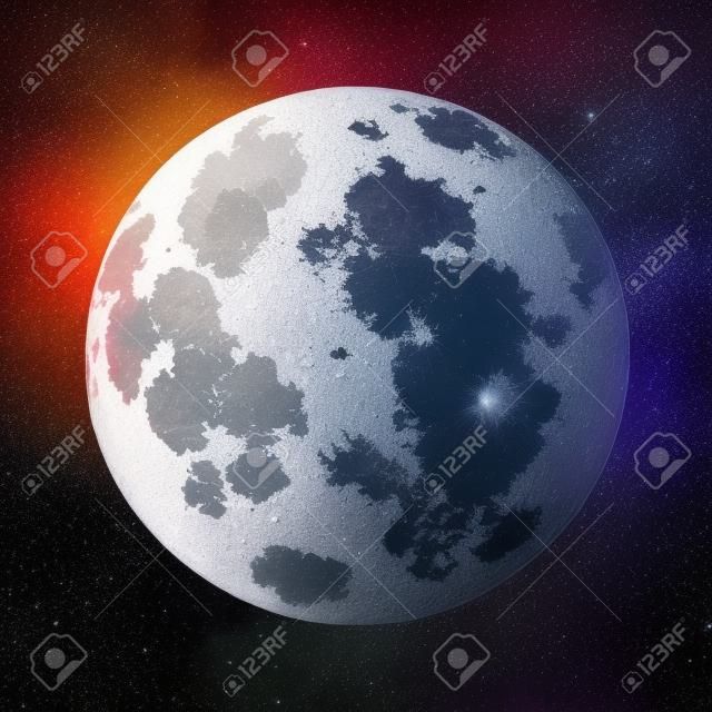 Pleine lune réaliste. Conception de planète d'astrologie ou d'astronomie. Vecteur.