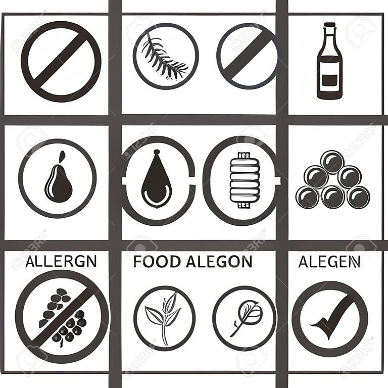 zestaw ikon alergenów Żywności.