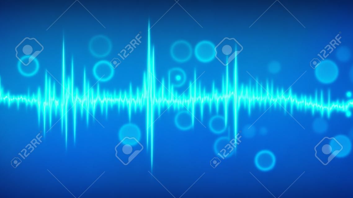 青色のオーディオ波形。コンピューター生成技術の背景
