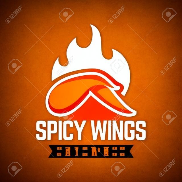 Spicy wings logo template, Suitable for restaurant and cafe logo