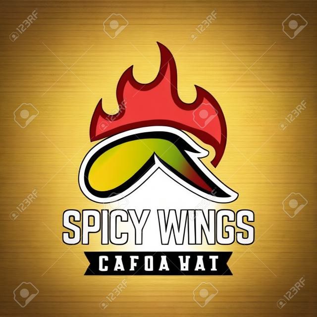Plantilla de logotipo de alas picantes, adecuada para logotipo de restaurante y cafetería