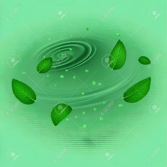 3D realistic isolated vector vortex of mint leaves
