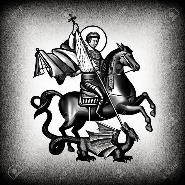 Saint George. Vector illustration. Black and white vector objects