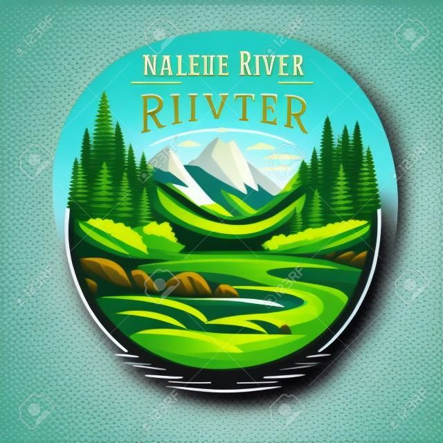 Ensemble de logo premium de vallée rivière nature montagne forêt logo collection étiquette insigne illustration vectorielle