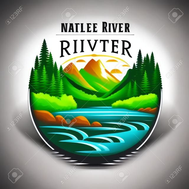 Ensemble de logo premium de vallée rivière nature montagne forêt logo collection étiquette insigne illustration vectorielle
