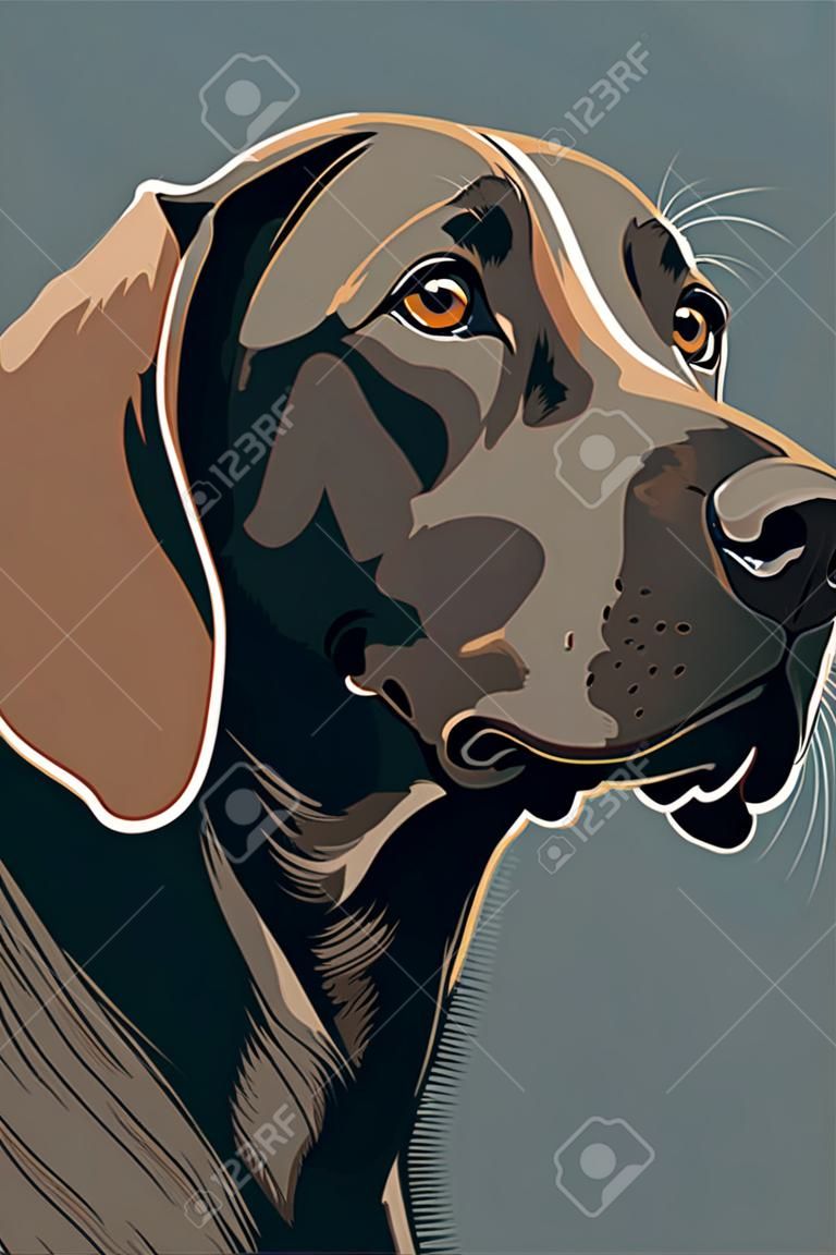 German Shorthaired Pointer. Dog Vector Illustration flat color cartoon style portrait poster