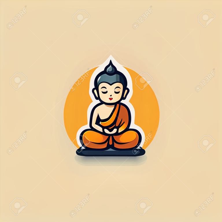 Ilustração em vetor ícone monge budista em estilo de design plano