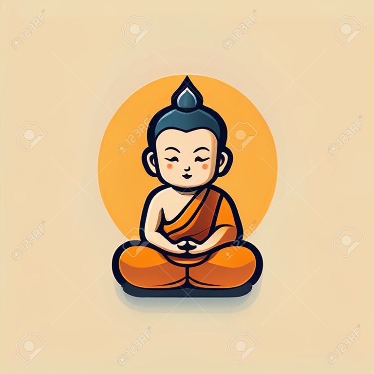Ilustração em vetor ícone monge budista em estilo de design plano
