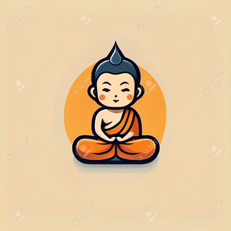 Buddhist monk icon. Vector illustration in flat design style.