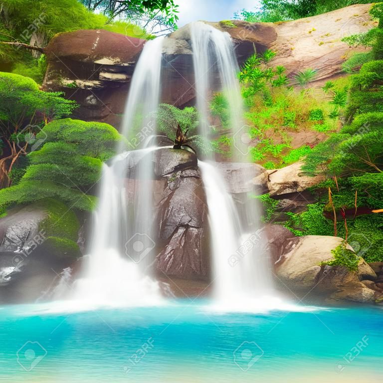 Bella cascata nella foresta tropicale